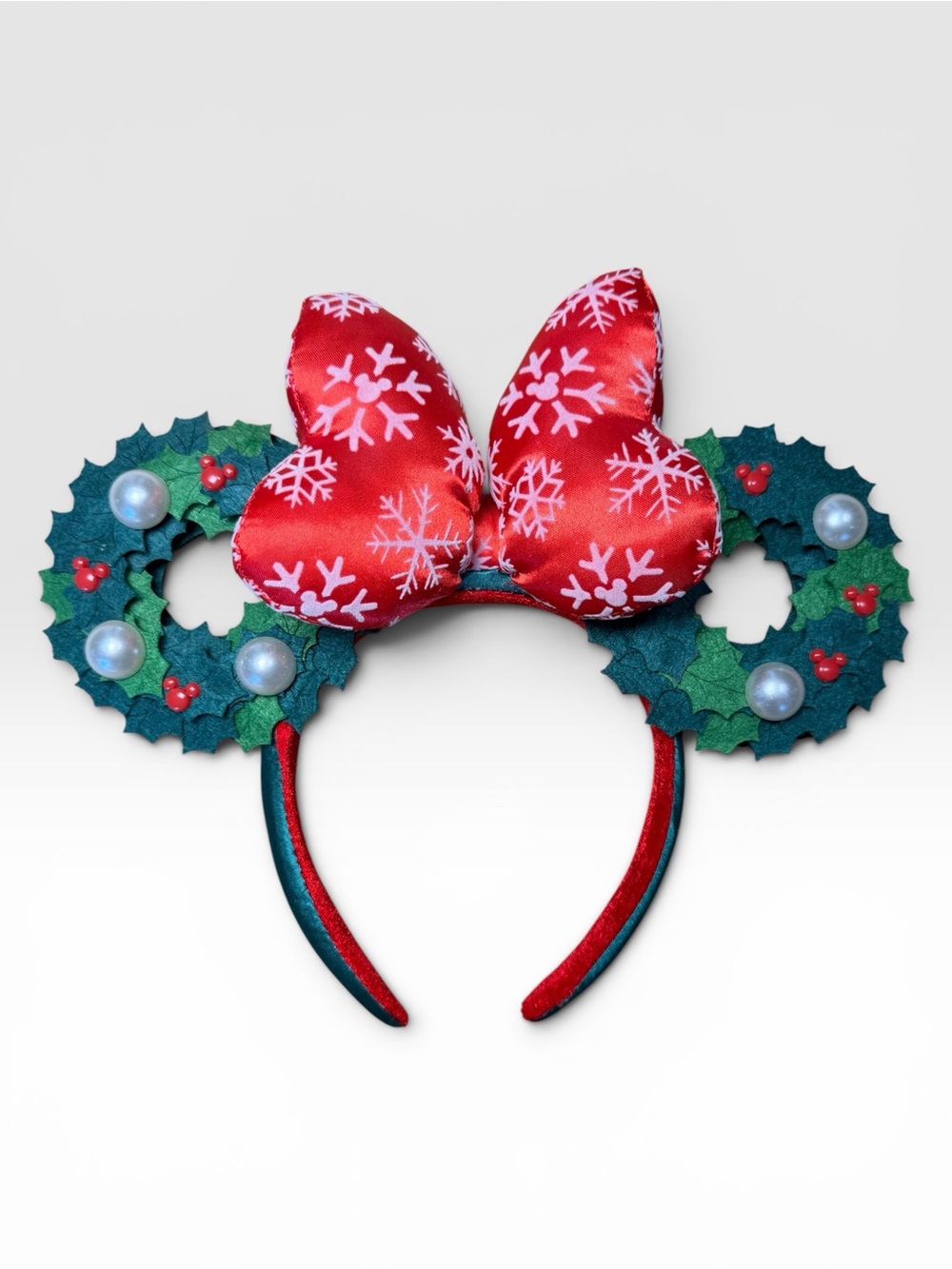 Disney Parks Retired Christmas Wreath Minnie Mouse Ears Headband Holiday